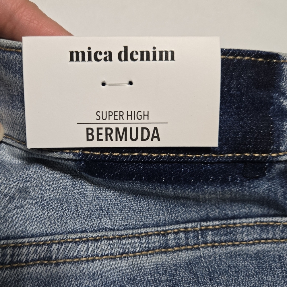 NWT mica denim Women's Super High Wide Medium Wash Bermuda sz S - Picture 12 of 12